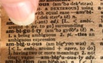 Finger on dictionary definition of ambiguity